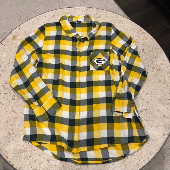 Nfl Team Tops - Green Bay Packers Plaid Button-Down Shirt